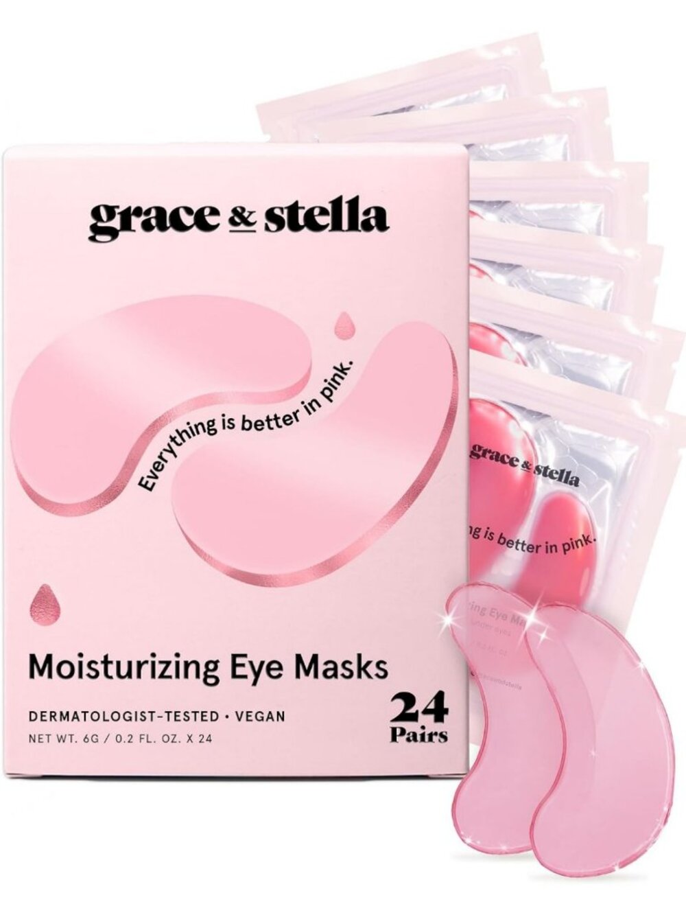 Vegan Under Eye Masks - Reduce Dark Circles & Puffiness - Self Care Gift Set (24
